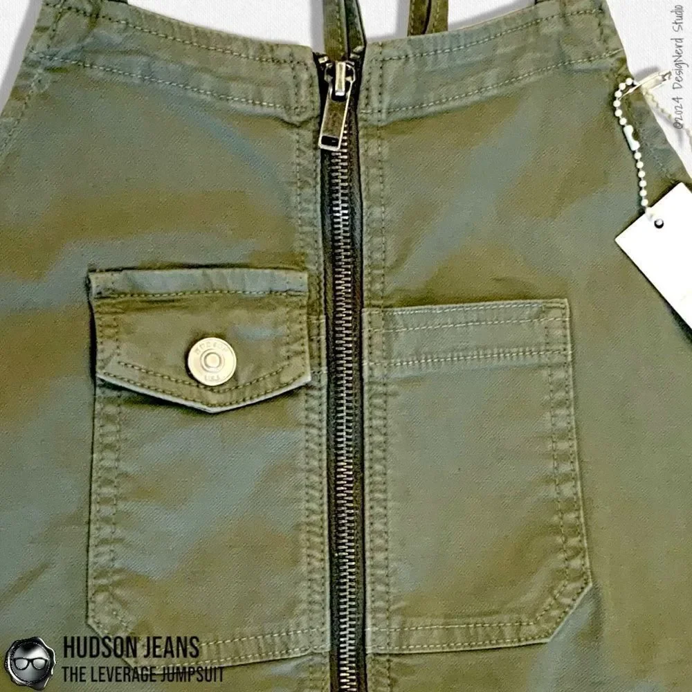 HUDSON JEANS THE LEVERAGE JUMPSUIT IN FORESTER LIGHT CAMO GREEN OVERALLS SMALL